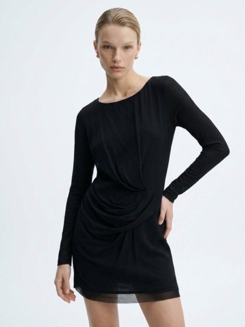 ELIZABETH AND JAMES SILK CREPE & COTTON RUCHED DRAPED MINI DRESS WHIMSIGOTH EUC